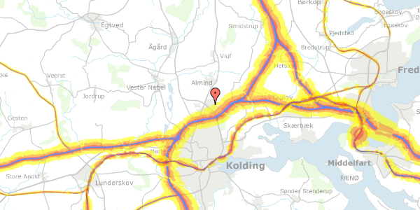 Trafikstøjkort på Eltangvej 212A, 6000 Kolding