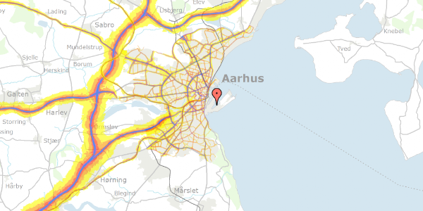 Trafikstøjkort på Pakhusvej 30, 8000 Aarhus C