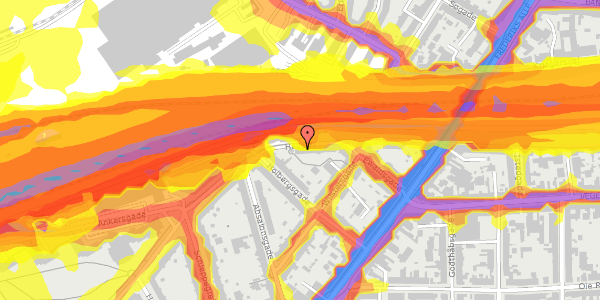 Trafikstøjkort på Hallssti 43, 8000 Aarhus C