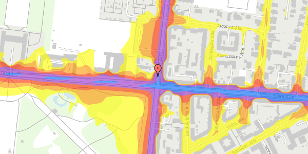 Trafikstøjkort på Pile Alle 18A, 2000 Frederiksberg