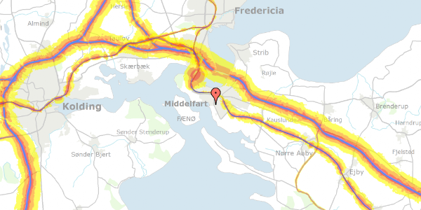 Trafikstøjkort på Østre Hougvej 122, 5500 Middelfart