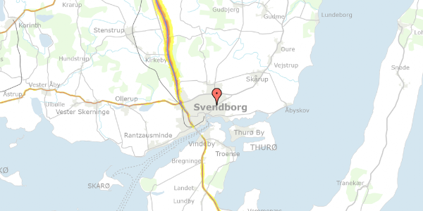 Trafikstøjkort på Kongegangen 25, 5700 Svendborg