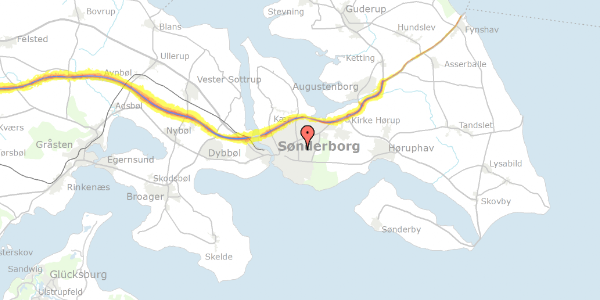 Trafikstøjkort på Sundsmarkvej 74A, 6400 Sønderborg