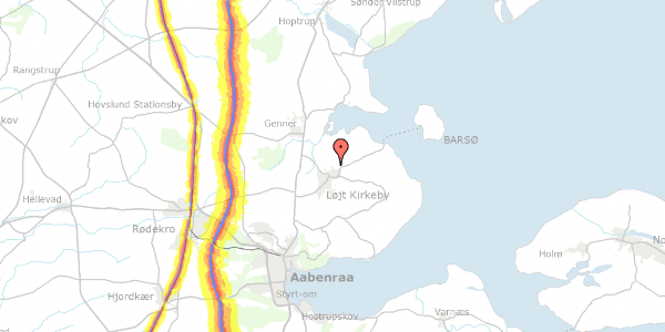 Trafikstøjkort på Dybvighovedvej 44, 6200 Aabenraa