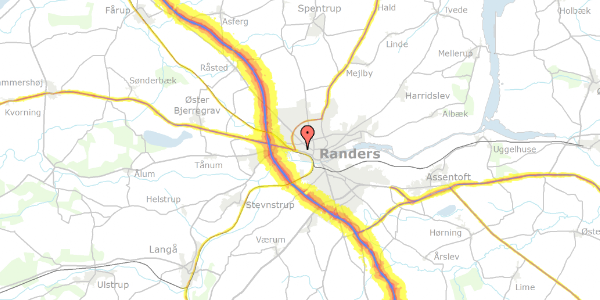 Trafikstøjkort på Sennelsgade 12, 4. th, 8900 Randers C