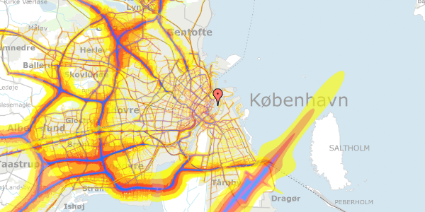 Trafikstøjkort på Amaliegade 14A, 1. th, 1256 København K