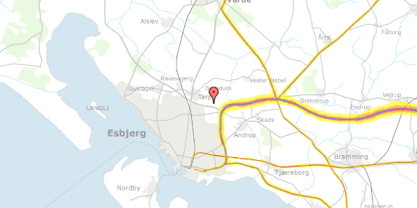 Trafikstøjkort på Tarp Byvej 121, 6715 Esbjerg N