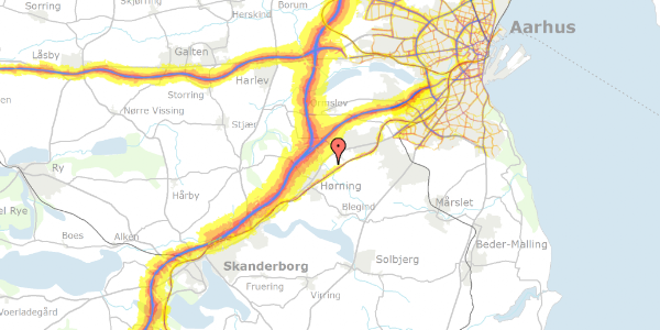 Trafikstøjkort på Beringvej 45, 8361 Hasselager