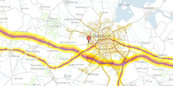 Trafikstøjkort på Vibelund Havekoloni 73, 5200 Odense V