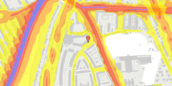 Trafikstøjkort på A.D. Jørgensens Vej 87, 2000 Frederiksberg