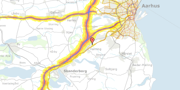 Trafikstøjkort på Nydamsvej 13, st. , 8362 Hørning