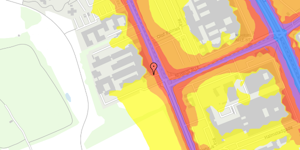 Trafikstøjkort på Olof Palmes Allé 11E, 8200 Aarhus N