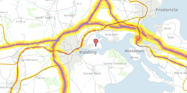 Trafikstøjkort på Vejrøvænget 9, 6000 Kolding