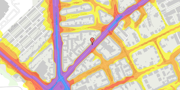 Trafikstøjkort på Nordre Frihavnsgade 19, 2100 København Ø