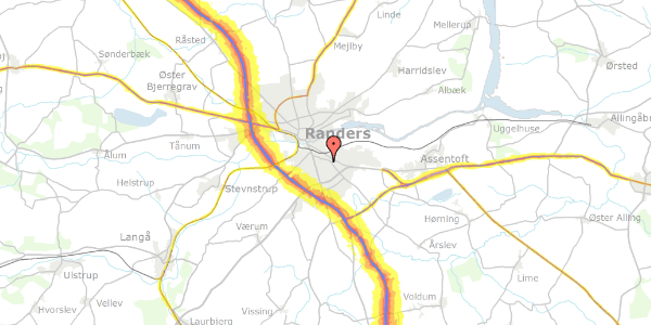 Trafikstøjkort på Vennelystvej 35, 8960 Randers SØ