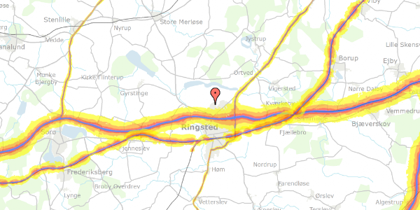 Trafikstøjkort på Hf Hjortemosen 58, 4100 Ringsted