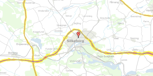 Trafikstøjkort på Glarmestervej 18B, 1. tv, 8600 Silkeborg