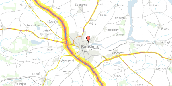 Trafikstøjkort på P. Knudsens Vej 25, 8930 Randers NØ