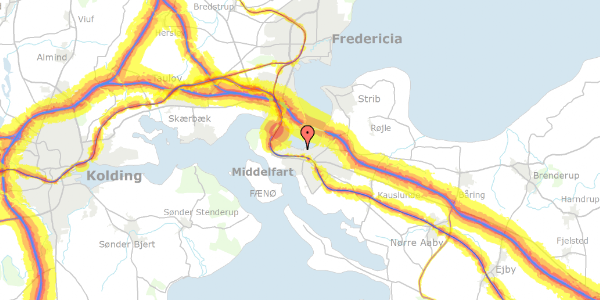 Trafikstøjkort på Havnegade 14, 5500 Middelfart