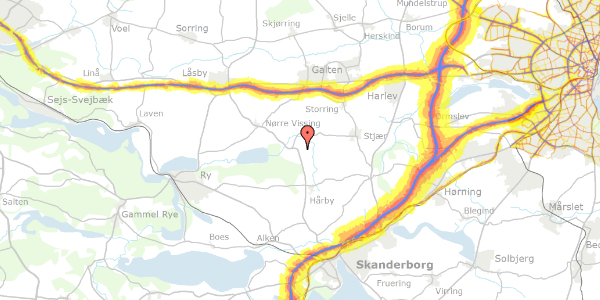 Trafikstøjkort på Dalvej 14A, 8660 Skanderborg