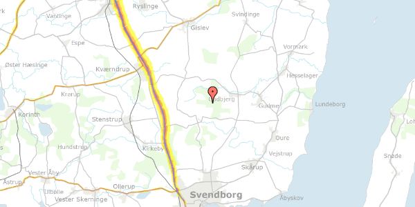 Trafikstøjkort på Skovvej 33, 5892 Gudbjerg Sydfyn