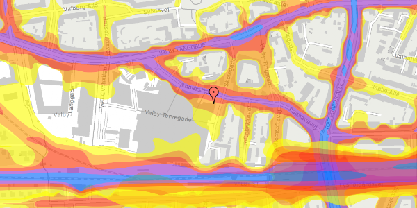 Trafikstøjkort på Annexstræde 5, 1. th, 2500 Valby