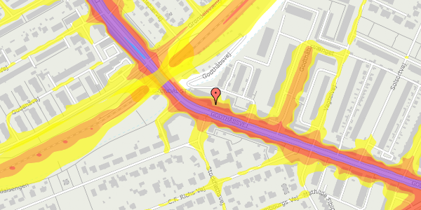 Trafikstøjkort på Godthåbsvej 174A, 2000 Frederiksberg