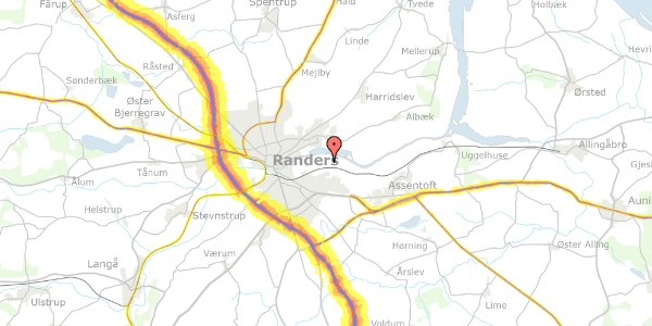 Trafikstøjkort på Romaltparken Øst 3, 8960 Randers SØ