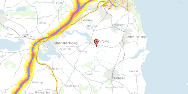 Trafikstøjkort på Østergårdsvej 243B, 8355 Solbjerg