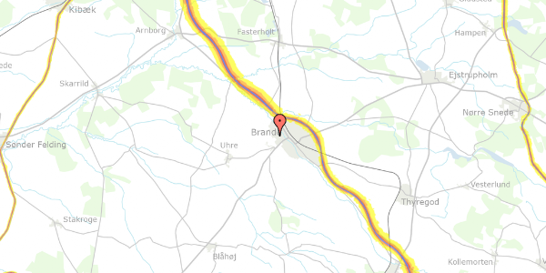 Trafikstøjkort på Kolonihavevej 13, 7330 Brande