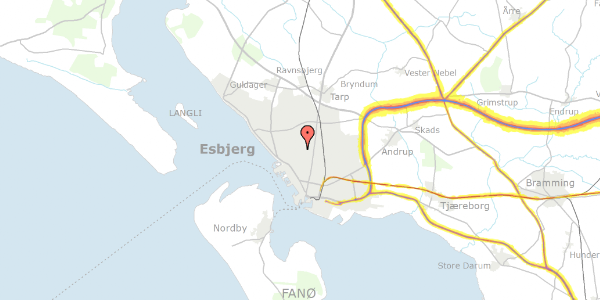 Trafikstøjkort på Gl Vardevej 102, 6715 Esbjerg N