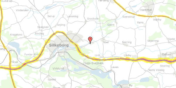 Trafikstøjkort på Skærbækvej 56, 8600 Silkeborg