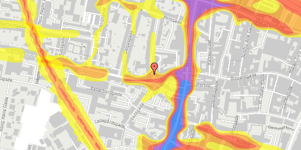 Trafikstøjkort på Holbergsgade 24, 9000 Aalborg