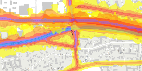 Trafikstøjkort på Truevej 7, st. 1, 8220 Brabrand