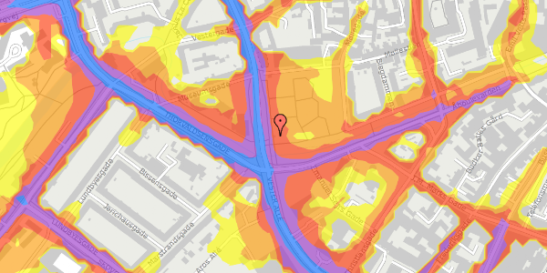 Trafikstøjkort på Vester Allé 14E, 8000 Aarhus C