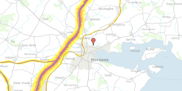 Trafikstøjkort på Hf Strandlyst 21, 8700 Horsens