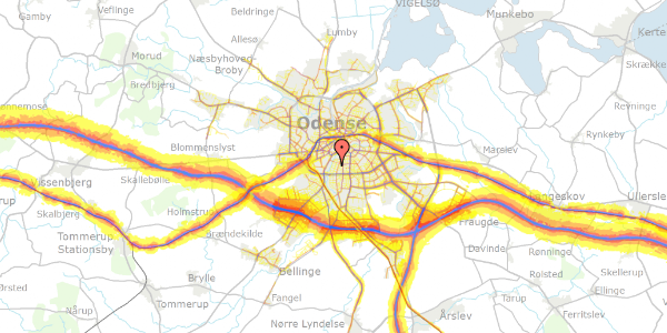 Trafikstøjkort på Finsens Allé 32, 5230 Odense M