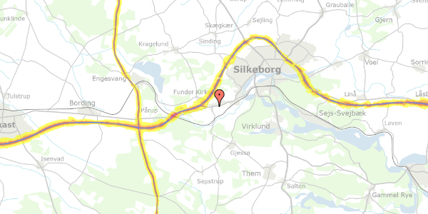 Trafikstøjkort på Damgårdsvej 7, 8600 Silkeborg