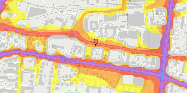 Trafikstøjkort på Howitzvej 33, 2000 Frederiksberg