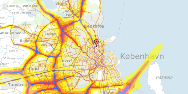 Trafikstøjkort på Jagtvej 169B, 4. , 2100 København Ø