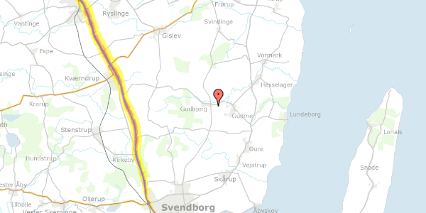 Trafikstøjkort på Ørbækvej 268D, 5892 Gudbjerg Sydfyn