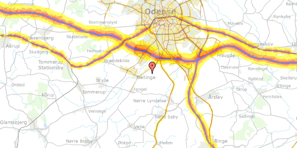 Trafikstøjkort på Gyldenhusvej 11, 5260 Odense S