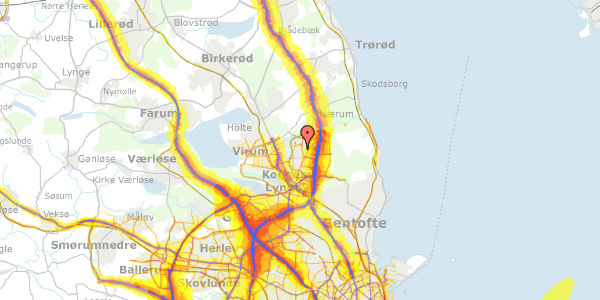 Trafikstøjkort på Kulsviervej 43, 2800 Kongens Lyngby