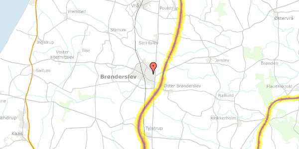 Trafikstøjkort på Risagerlundvej 21, 1. 3, 9700 Brønderslev