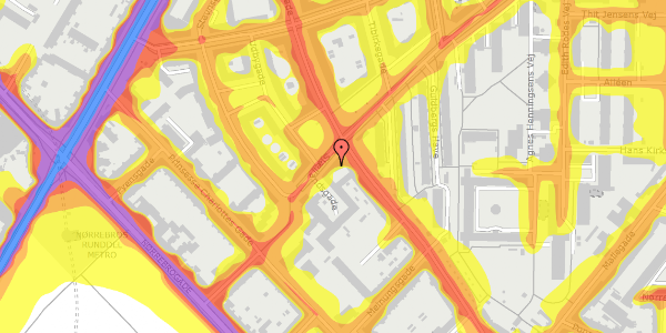 Trafikstøjkort på Sjællandsgade 22, 3. 14, 2200 København N