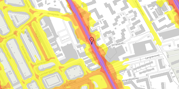 Trafikstøjkort på Strandlodsvej 38, 2. , 2300 København S