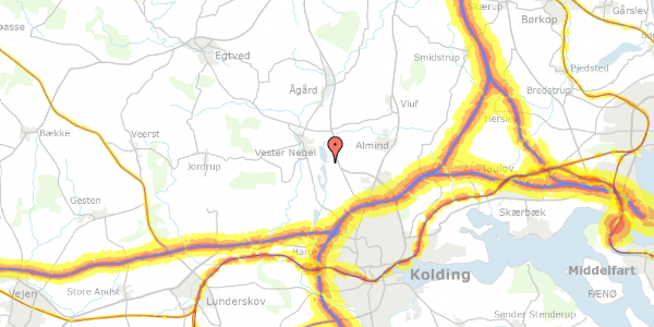 Trafikstøjkort på Søvej 35, 6051 Almind