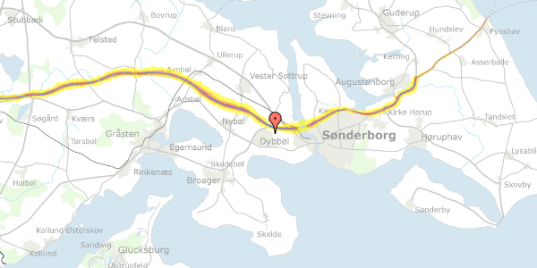 Trafikstøjkort på Istedvej 3, 6400 Sønderborg