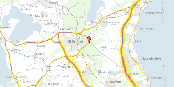 Trafikstøjkort på Centervænget 39, 3400 Hillerød