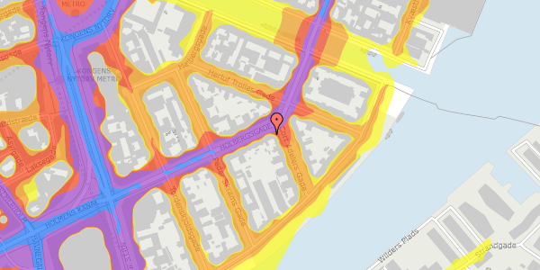 Trafikstøjkort på Holbergsgade 22, 1057 København K